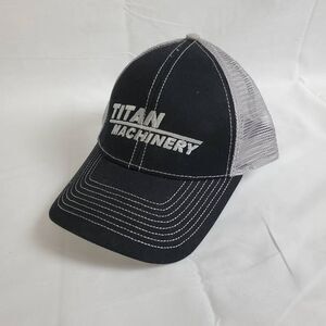 Titan Machinery Trucker Hat Black Gray Mesh Snapback Cap One Size Embroidered Lo